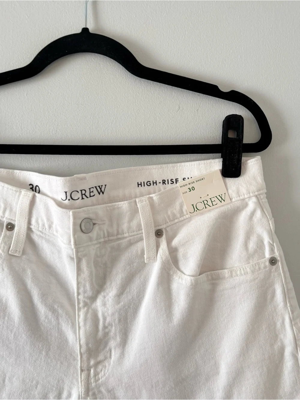 J. Crew NWT High Rise Denim Short in White Jean Raw Hem Summer